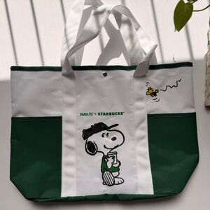 New Snoopy Tote Bag Shoulder Bag White Canvas.
